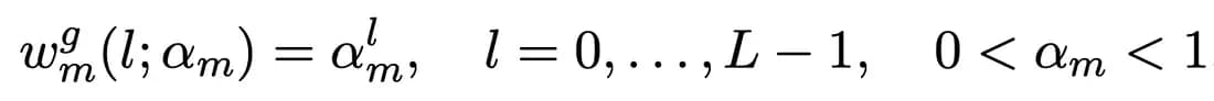 Equation 2: Geometric decay function