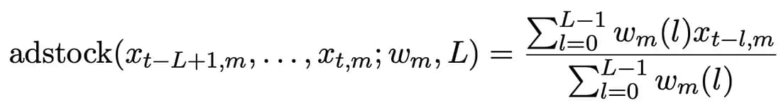 Equation 1: Adstock function that models the carryover effect