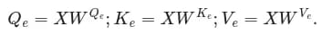 Q, K, and V mapping from encoder input