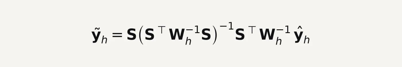 Equation 3: the MinT reconciliation formula